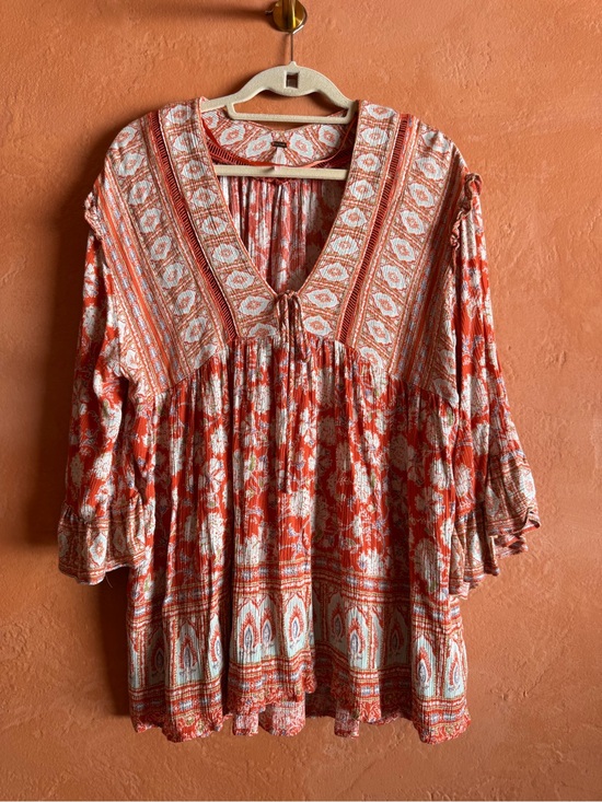 Free People Tops - Free People Boho Floral Printed Tunic Top Bell Sleeve Medium